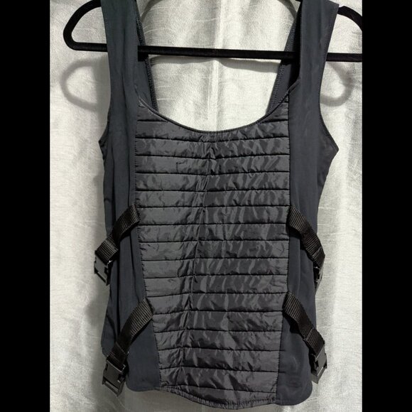 Vintage Omen Padded Vest Top Black Y2K - Picture 2 of 7